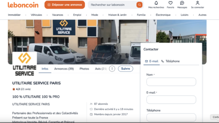 Leboncoin utilitaire service Paris